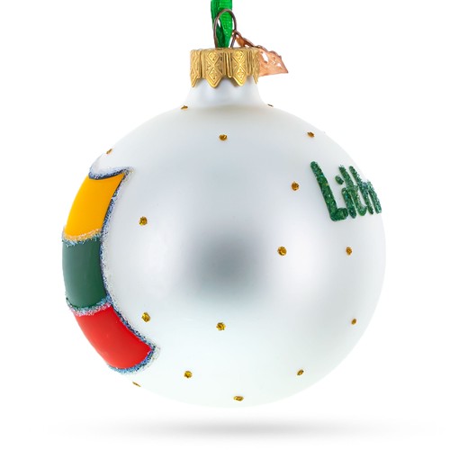 Flag of Lithuania Glass Ball Christmas Ornament 3.25 Inches - Picture 3 of 5
