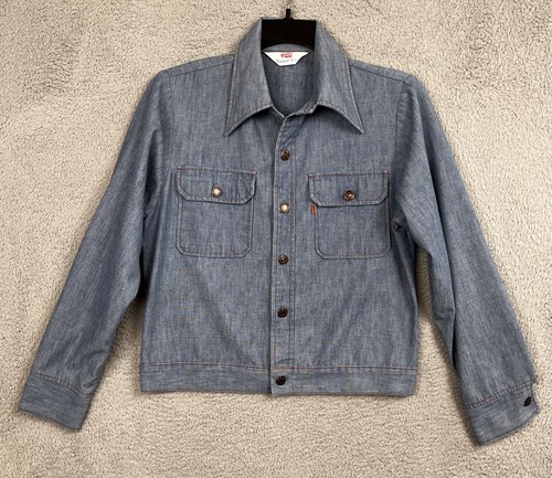Vintage 70er Levis Panatela Jacke Herren Small* 20" P2P blau Chambray Rockabilly Mod