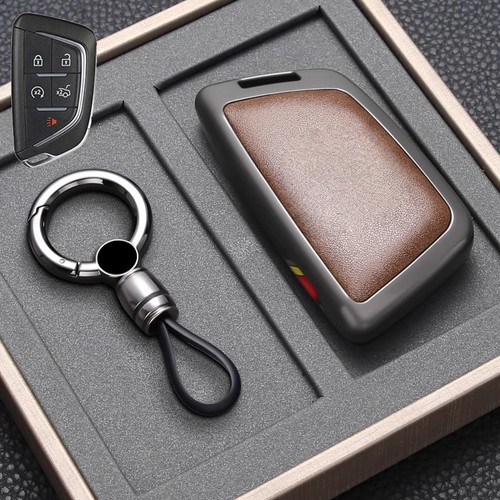 Zinc Alloy Leather Car Key Case Cover For Cadillac ESV CT5 XT4 XT5 XTS CT6 ATS - Picture 5 of 12