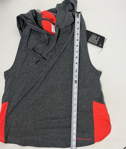 Under Armour Damen ärmelloser Hoodie Größe M meliert grau hellorange - Bild 5 von 8