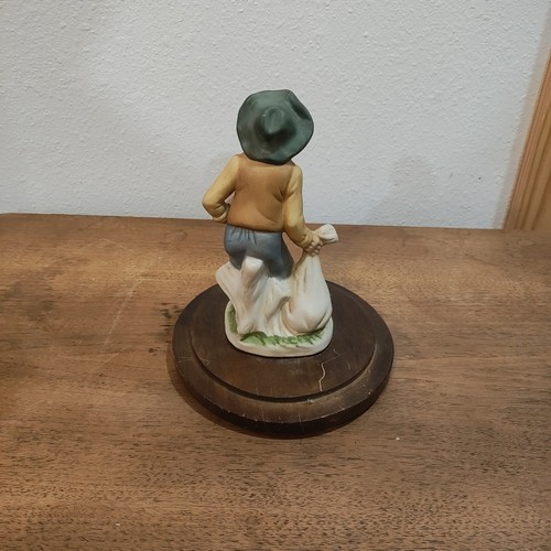 Vintage alter Mann mit Futtersack Figur 6 cm auf Holzsockel. - Bild 4 von 9
