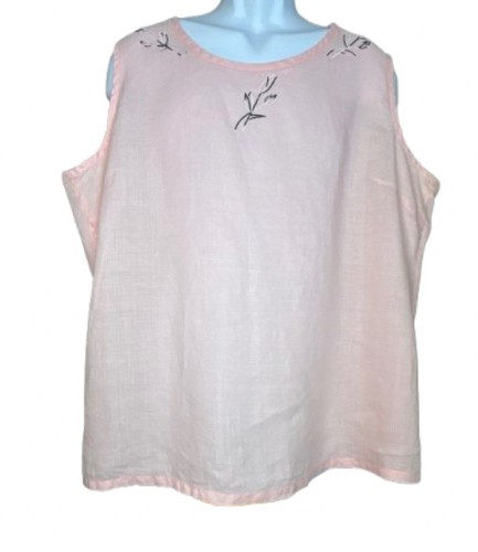 Charms XL VTG 2 piece Pale Pink 100% linen skirt and top set - Picture 3 of 6