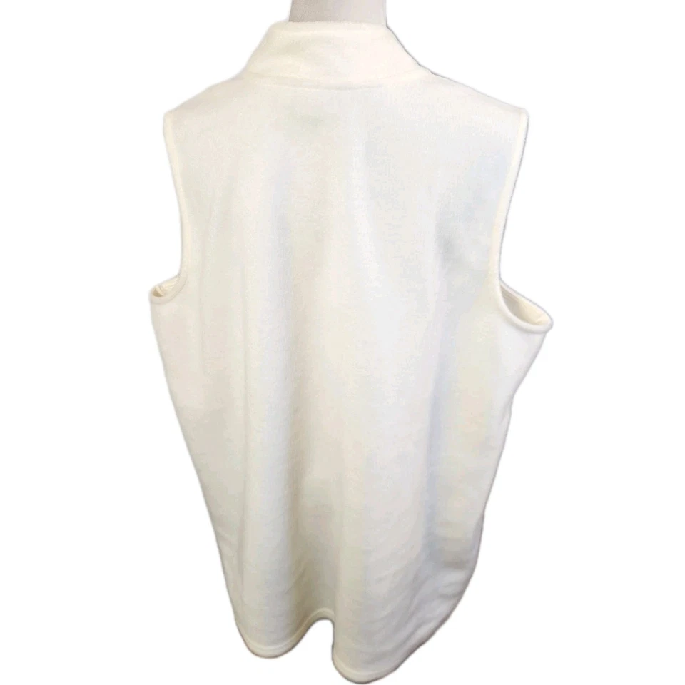 Chaleco polar con cremallera completa Quacker Factory talla 2X Top de vacaciones de invierno bordado con cuentas Foto 2 de 4