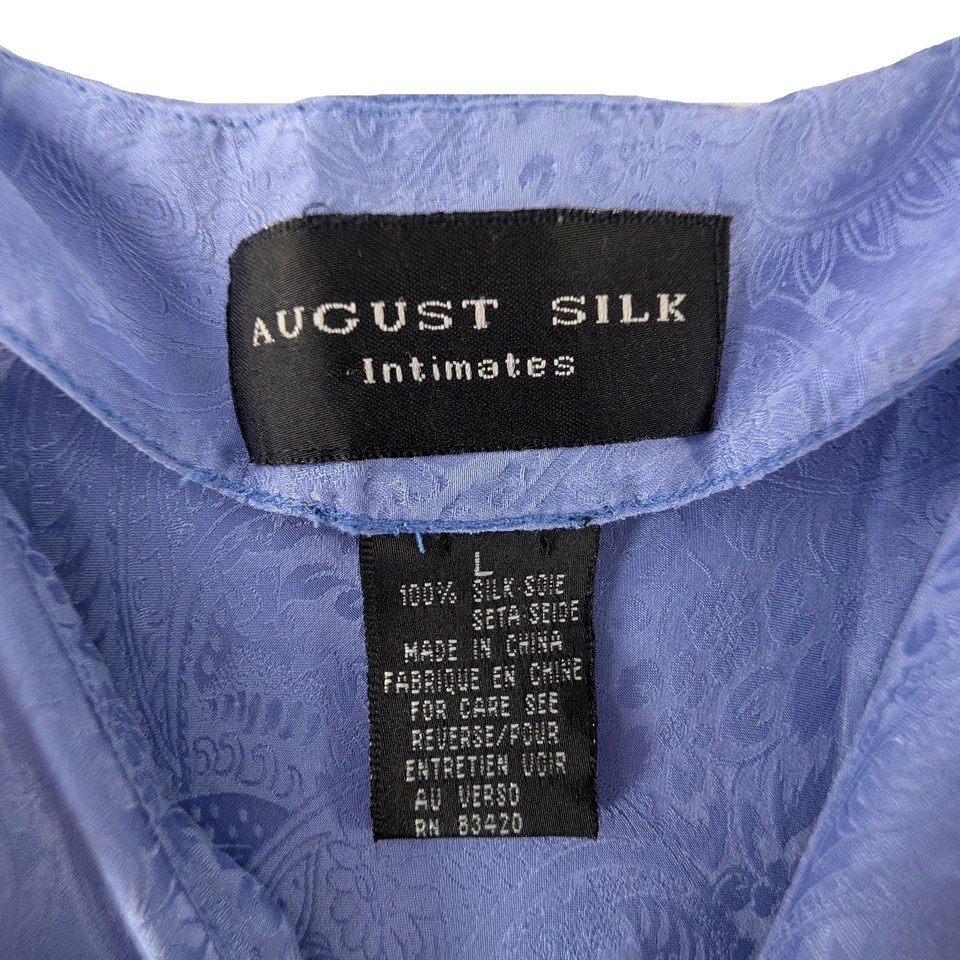 Vestido camisola de seda August para mujer talla L azul periwinkle jacquard corte sesgado Foto 2 de 4