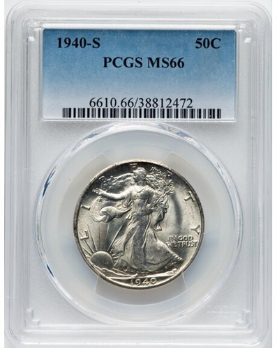1940-S Walking Liberty Silber Half Dollar MS66 PCGS - Bild 1 von 2
