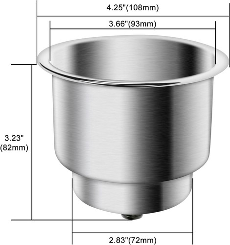5Pcs Stainless Steel Cup Drink Holder w/ Drain for Marine Boat RV Camper Inserts - Picture 4 of 11