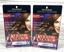 Schwarzkopf Keratin Color # 4.3 Red Velvet Brown Permanent Hair Color (2 Boxes)