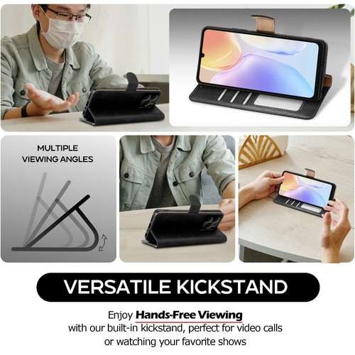 For Ulefone Note 21 Case Leather Wallet Flip Phone Cover+Screen Glass Protector - 第 6/12 張圖片