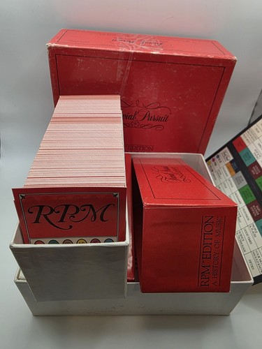 Vintage 1985 Trivial Pursuit RPM Edition Eine Geschichte der Musik, Zeltkarte enthalten