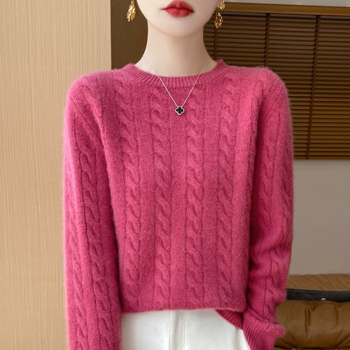 Women's Thickened Crew Neck Sweater Wool Retro Twist Jumpers Pullover Tops Warm  - Bild 26 von 29