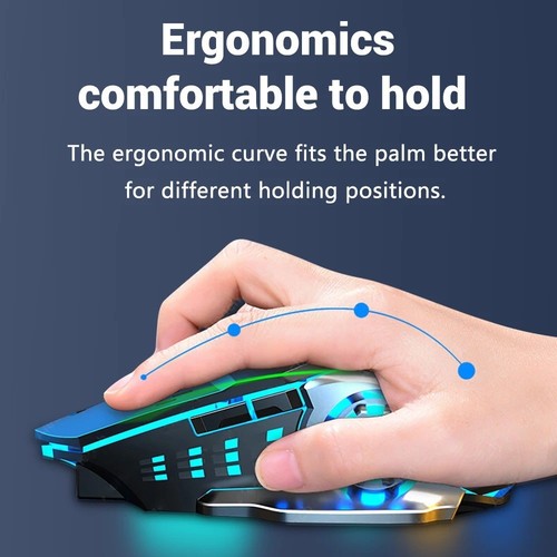 RGB Gaming Wireless Mouse Rechargeable Backlit Ergonomic Optical USB Laptop LED - Picture 5 of 9