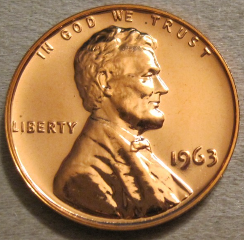 SELLING AS SHOWN - 1963 PROOF LINCOLN CENT *** FROM PROOF SET *** 628