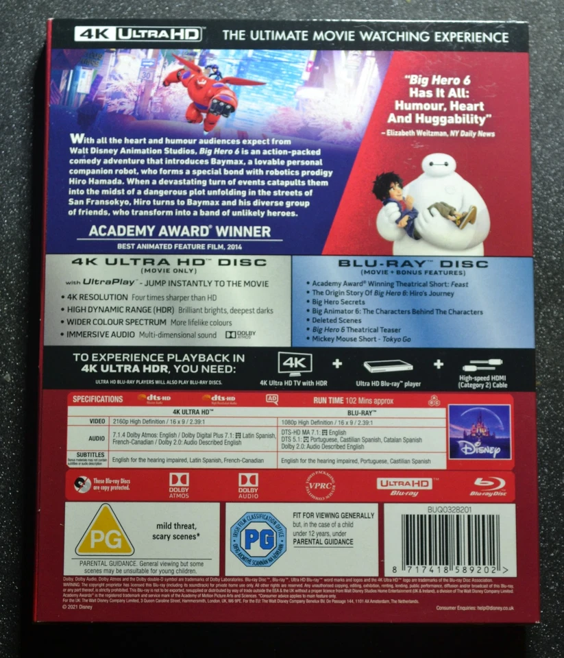 New & Sealed Big Hero 6 4K UHD + Blu-ray + Slip Cover - Image 3 of 4