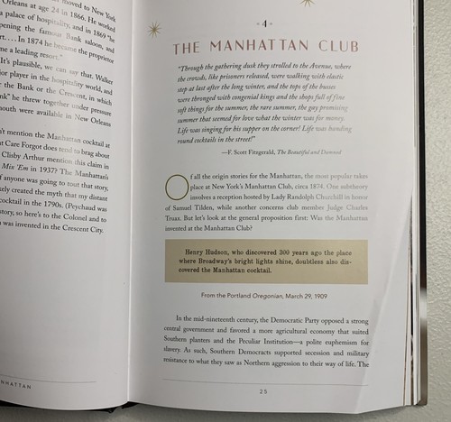 Manhattan : The Story of the First Modern Cocktail With Recipes, Hardcover by... - Picture 5 of 6