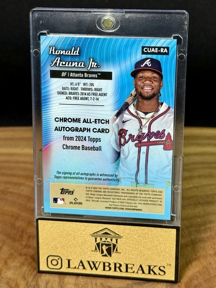 2024 Topps Chrome Ronald Acuna Jr. Orange All Etch Auto /25 Card #CUAE-RA - Image 2 of 2