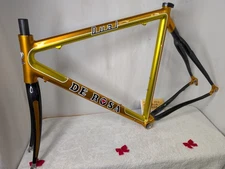 DeRosa Dual Frame and Fork | 7000 Aluminum / Carbon | 57cm Med | Gold / Orange