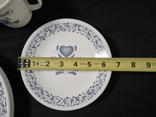 Set of 24 Corelle Blue Hearts 4 Each Plates 4 Each Bowls 4 Mugs - Picture 6 of 10