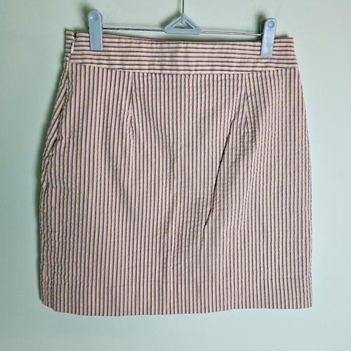 J. Crew süßer bunter Stretch Seersucker Nadelstreifen Minirock AO782 Größe 4 - Bild 4 von 10