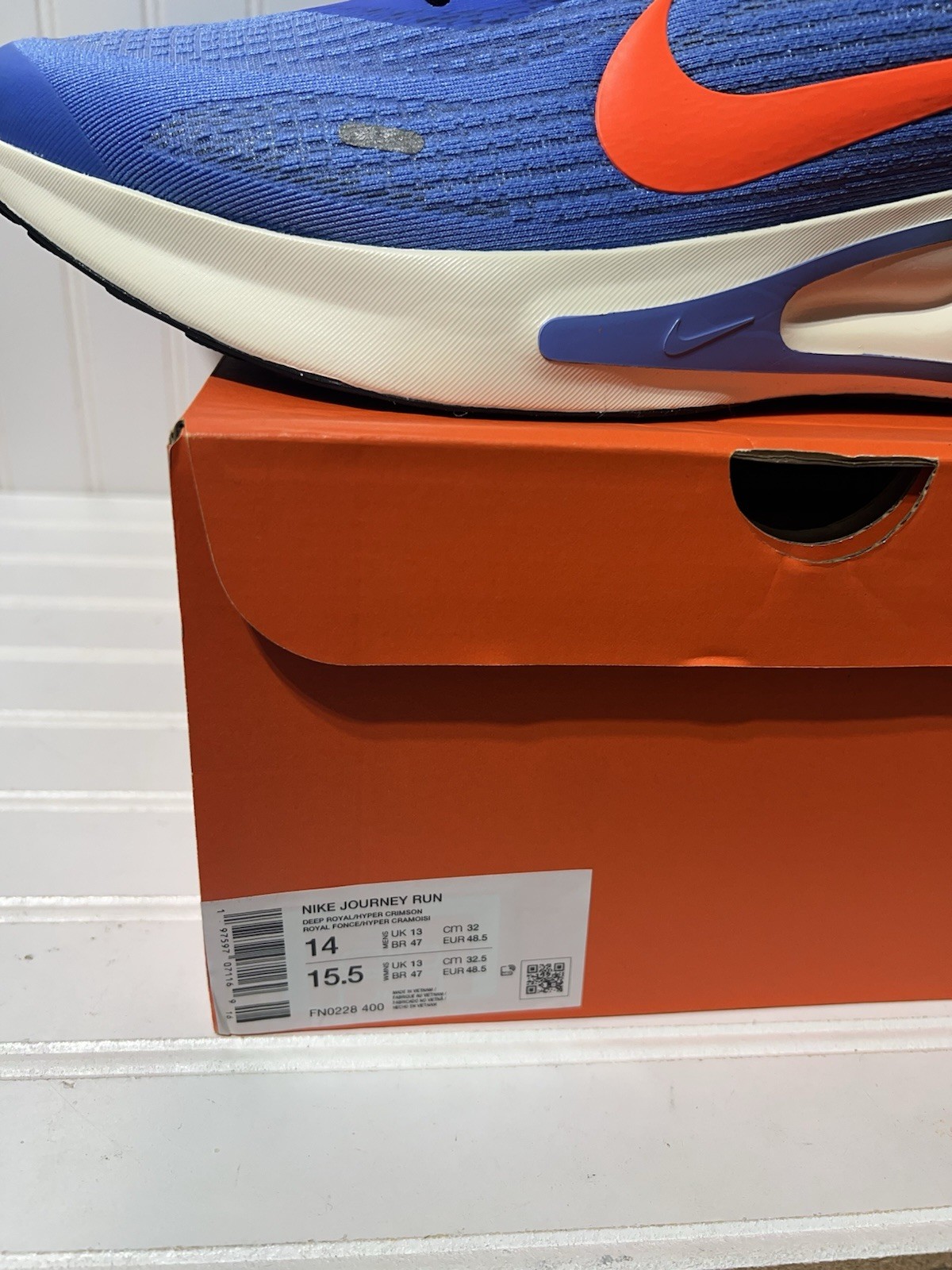 Men's 14 Nike, Journey Run Snkr FN0228-400 DeepRoyal/Hyper Crimson-Astro FABRIC