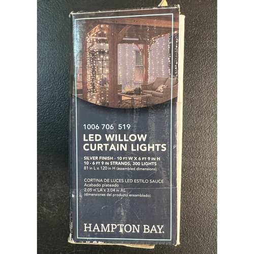 Hampton Bay 10 ft. Outdoor/Indoor LED 10 Strand Willow Curtain String Light Set - Picture 3 of 7