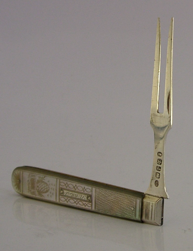 RARE STERLING SILVER BEEHIVE BEES FOLDING FORK 1827 ENGLISH ANTIQUE GEORGIAN - Afbeelding 4 van 13