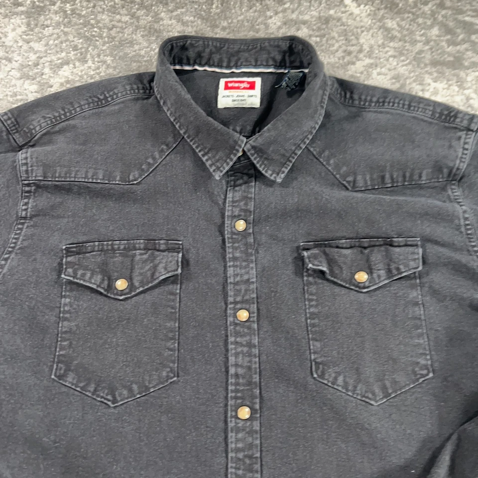 Camisa Levis Western Para Hombres 3XL Negra Sarga Perla A Presión Manga Larga Vaquero Ropa de Trabajo Foto 2 de 4