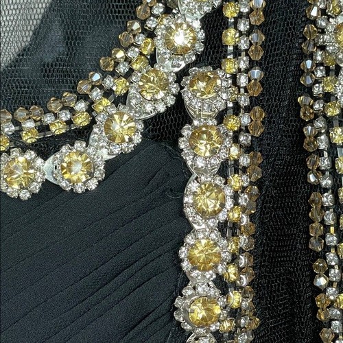 NWT Ieena Mac Duggal Sample Beaded Crystal Cut Out Halter Neck Black Sz 2 - Picture 12 of 12