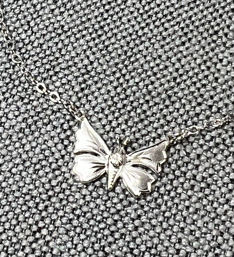 Vintage Marvel 18” Necklace Sterling Silver 925 Butterfly With Cubic Zirconia - Picture 2 of 4