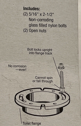 5/16 in x 2-1/2 in Toilet Flange Bolts Glass Filled Nylon - Picture 10 of 11