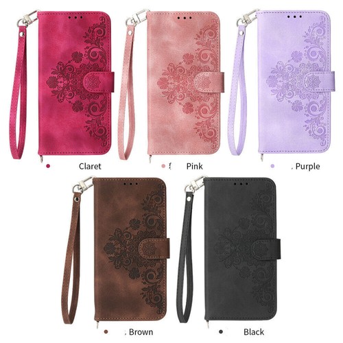 Leather Crossbody Flower Wallet Phone Case For Samsung S25 S24 S23 S22 S21 S20FE - Picture 2 of 75