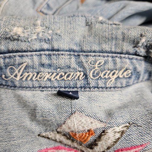 Chaqueta Jean Camionero American Eagle Envejecida Azteca Bordada Espalda S Nueva Con Etiquetas - Imagen 5 de 13