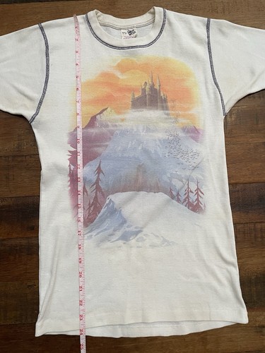 Vintage 70s Sears Men’s Store Mountain Castle T Shirt Size Small Poly Cotton - Picture 7 of 8