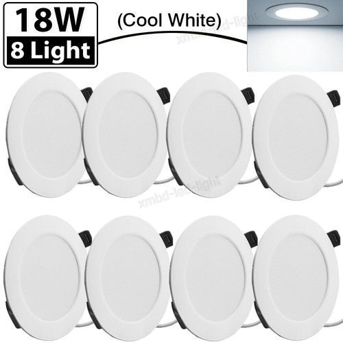 8Pack 18W LED Ceiling Lights Ultra-Thin Recessed Retrofits Kit 6000K Daylight