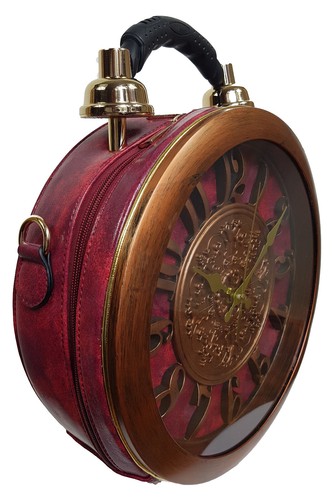 Designer Handtasche mit echter Uhr Weinrot -Die Uhr funktioniert wirklich - Picture 2 of 6