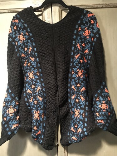 Flying Tomato Black Blue Sweater Womens Size M Cardigan - Picture 4 of 6