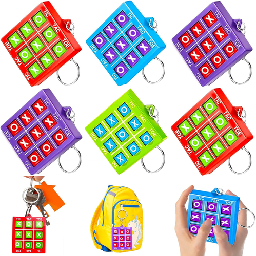 16 Pcs Tic Tac Toe Game Keychain Party Favors for Kids 4-8 8-12 Birthday Goodie - Picture 9 of 12