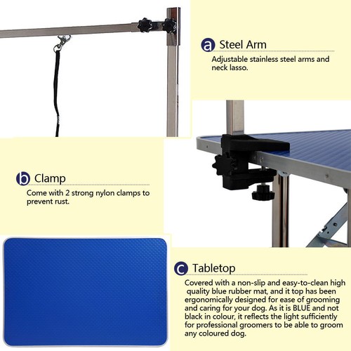 46" Grooming Table Pet Dog Cat Adjustable Arm Clamps Large Heavy Duty Animal - Picture 19 of 22