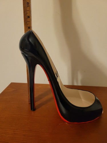 Wild Eye Black W/Red High Heel Wine Bottle Holder Caddy Open Peep Toe Stiletto - Picture 7 of 9