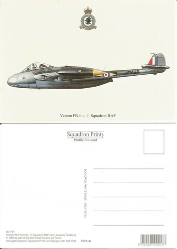 Squadron Prints DH Venom FB.4 11 Sqn. RAF, Profile Postcard - Picture 2 of 2
