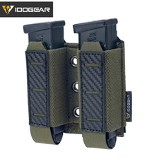 IDOGEAR Tactical Mag Pouch 9mm Double Mag Carrier Carbon Fiber MOLLE Pouch Army