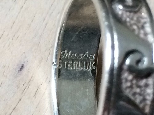 Anillo vintage de plata esterlina .925 ondulada banda marcado Masha Sterling talla 7 - Imagen 3 de 5