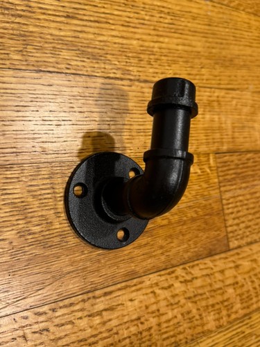 VTG Farmhouse Matte black cast iron Metal pipe wall hook towel coat robe hanger - Bild 23 von 24