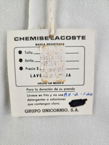VTG NWT Lacoste 42 White Short Sleeve Polo Blue Contrast Collar Cotton Blend Men - Picture 4 of 18