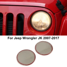 Smoked Black Front Headlight Lamp Guard Trim Cover For Jeep Wrangler JK 2007-17