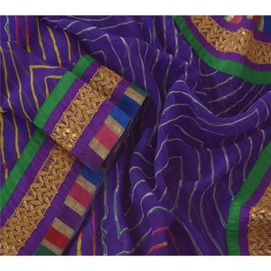 Sanskriti-Vintage-Dupatta-Long-Stole-Chiffon-Silk-Blue-Embroidered-Leheria-Veil