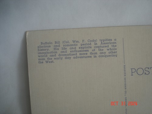 NICE Vintage BUFFALO BILL / WM. F. CODY LINEN FINISH POSTCARD - Bild 5 von 5