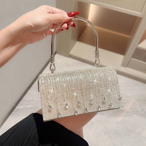 Handmade Crystal Bling Bags Silver Handbags Clutch Bag for Women Female