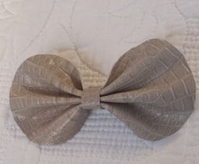 Handmade Genuine Leather Alligator Oval Bow Alligator Clip Approx. 2x4"