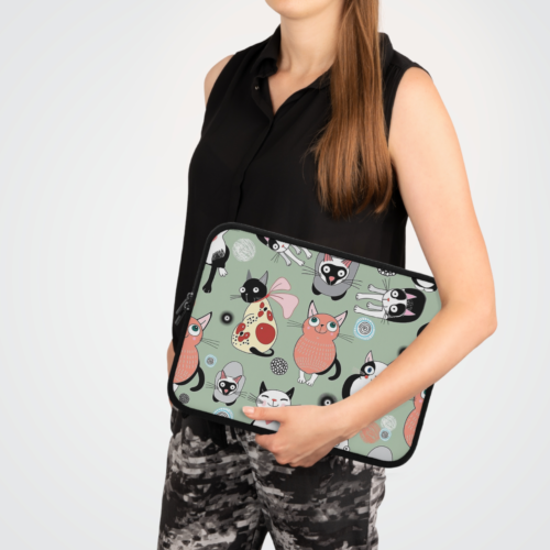 Laptop Sleeve for 13" 15" 17" Macbook case for laptop covers, Cats print - Picture 4 of 6