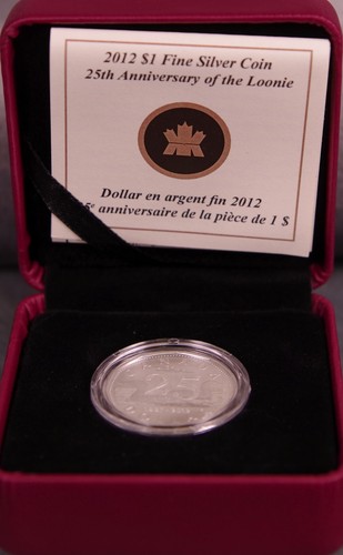 2012 $1 Fine Silver Coin, 25th Anniversary of the Loonie